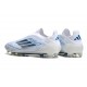 Adidas F50 Elite Snörlös FG Vit Blå