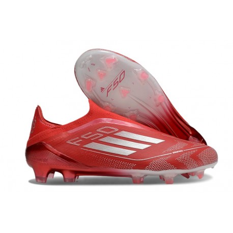 Adidas F50 Elite Snörlös FG Röd Silver