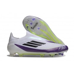 Adidas F50 Elite Snörlös FG X Messi Vit Svart Lila