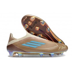 Adidas F50 Elite Snörlös FG Brun Vit Blå